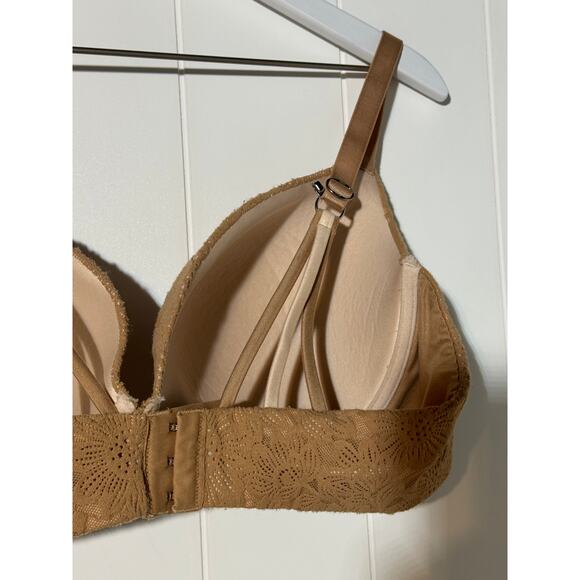 Aerie · 42D · Sunnie Demi Lace Push-Up Bra · Real Good Recycled Nylon · Tan Nude - Picture 9 of 11